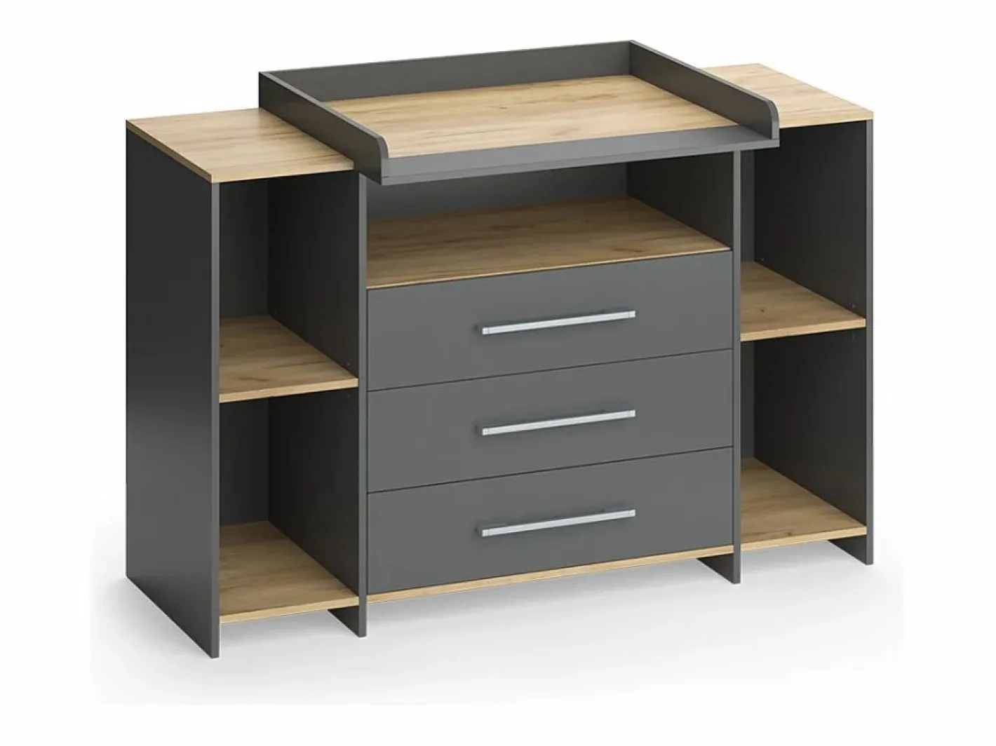 Vicco Mueble De Bebé|Cambiador antracita/roble dorado 143.2x53.1x93 oskar