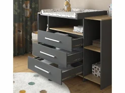Vicco Mueble De Bebé|Cambiador antracita/roble dorado 143.2x53.1x93 oskar