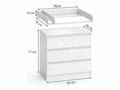 Vicco Mueble De Bebé|Cambiador / alto brillo 80x76x87 emma