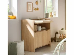Sauthon Mueble De Bebé|Cambiador de 2 puertas con tiradores y hornacina decorados en roble dorado