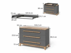 Vicco Mueble De Bebé|Cambiador /artisan 133.2x70x98 malia