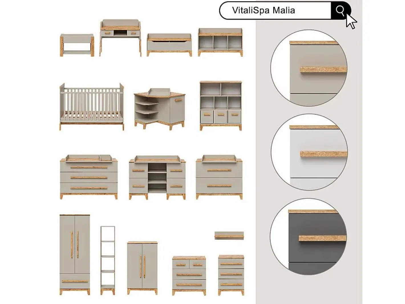 Vicco Mueble De Bebé|Cambiador /artisan 133.2x70x98 malia