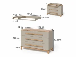 Cambiador roble cachemira 133.2x70x98 malia^Vicco Sale