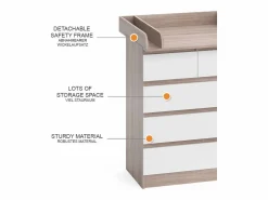 Vicco Cambiador sonoma/blanco 80x76x110.2 emma Color natural claro Best