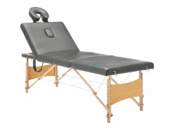 Helloshop26 Camilla de masaje de 4 secciones estructura de madera banco de masaje reposacabezas reposabrazos ajustable cama de masaje plegable portátil antracita 02_0001802 Marru00f3n Discount