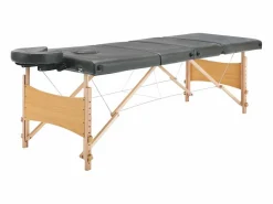 Helloshop26 Camilla de masaje de 4 secciones estructura de madera banco de masaje reposacabezas reposabrazos ajustable cama de masaje plegable portátil antracita 02_0001802 Marru00f3n Discount