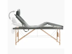 Helloshop26 Camilla de masaje de 4 secciones estructura de madera banco de masaje reposacabezas reposabrazos ajustable cama de masaje plegable portátil antracita 02_0001802 Marru00f3n Discount