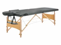 Helloshop26 Camilla De Masaje|Camilla de masaje de 2 zonas estructura de madera 186 x 68 cm gris antracita 02_0001800