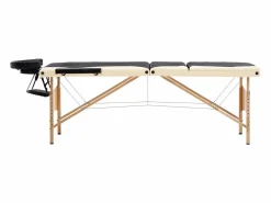 Camilla de masaje plegable 3 secciones madera negra y beige 02_0001832^Helloshop26 Discount