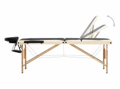 Camilla de masaje plegable 3 secciones madera negra y beige 02_0001832^Helloshop26 Discount