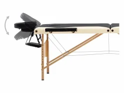 Camilla de masaje plegable 3 secciones madera negra y beige 02_0001832^Helloshop26 Discount