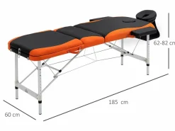 Homcom Camilla de masaje plegable negro y naranja 185x60x82 cm Multicolor Discount
