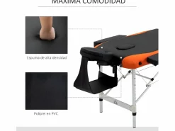 Homcom Camilla de masaje plegable negro y naranja 185x60x82 cm Multicolor Discount