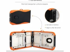 Homcom Camilla de masaje plegable negro y naranja 185x60x82 cm Multicolor Discount