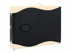 Helloshop26 Camilla De Masaje|Camilla de masaje plegable 3 secciones acero inoxidable negro y beige 02_0001821