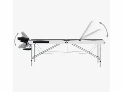 Camilla de masaje plegable 3 secciones acero inoxidable blanco y negro 02_0001822^Helloshop26 Online