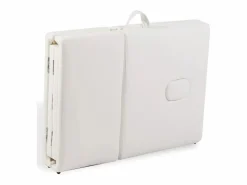 Helloshop26 Camilla de masaje plegable de 4 zonas con estructura de acero inoxidable color blanco crema 02_0001877 Plateado Outlet