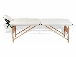 Camilla de masaje plegable blanca de 2 secciones con estructura de madera color crema 02_0001874^Helloshop26 New