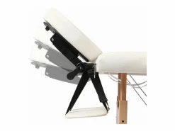 Camilla de masaje plegable blanca de 2 secciones con estructura de madera color crema 02_0001874^Helloshop26 New