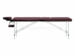 Helloshop26 Camilla de masaje plegable camilla de masaje banco sofá portátil terapia cosmética profesional Shiatsu Reiki 3 zonas aluminio morado 02_0001829 Violeta Discount