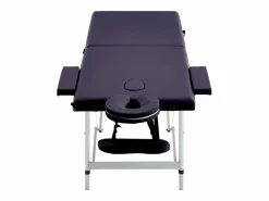 Camilla de masaje plegable camilla de masaje banco sofá portátil terapia cosmética profesional shiatsu reiki 2 zonas aluminio morado 02_0001810^Helloshop26 Online