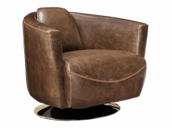 Vente-unique Sillón Club|Sillón De Piel|Canapé 3 places cuir supérieur italien - Chocolat- EMOTION