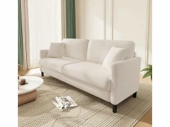 Canapé 2 plazas en Tejido de felpa teddy con 2 Almohadas - - 148 x 89 x 79cm^DripeX Online