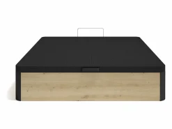 Ysmée Canapé abatible 140 x 190 cm - Natural claro y negro - NAMOSI de YSMÉE Negro / Color natural claro Online