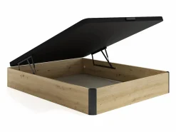 Ysmée Canapé abatible 140 x 190 cm - Natural claro y negro - NAMOSI de YSMÉE Negro / Color natural claro Online