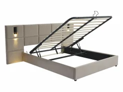 Vente-unique Cama Terciopelo|Cama Con Canapé|Canapé abatible 180 x 200 cm con cabecero y lámpara integrada en terciopelo - SARETO
