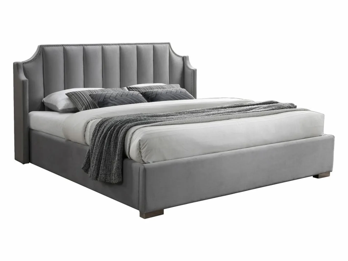 Canapé abatible 140 x 190 cm con cabecero curvado de terciopelo + colchón - TEOMIS^Vente-unique New