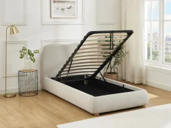 Vente-unique Canapé abatible 90 x 190 cm de tela color + colchón - VANARI Beige Discount