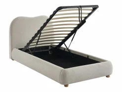 Vente-unique Canapé abatible 90 x 190 cm de tela color + colchón - VANARI Beige Discount