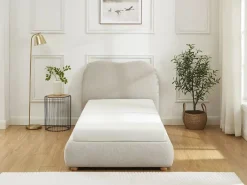 Vente-unique Canapé abatible 90 x 190 cm de tela color + colchón - VANARI Beige Discount