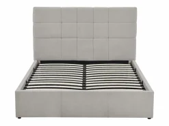 Vente-unique Canapé abatible 140 x 190 cm de tela color gris + colchón - HOPEYA de Pascal Morabito Gris claro New