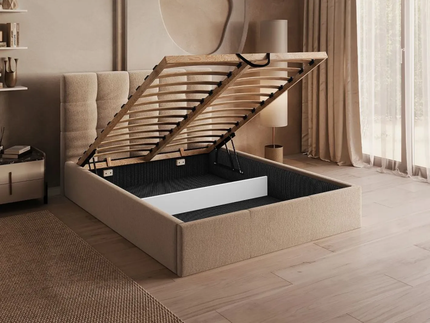 Vente-unique Cama Terciopelo|Canapé abatible 140 x 190 cm de terciopelo en color - MIRDAL