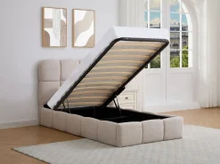 Vente-unique Canapé abatible 90 x 190 cm de tejido texturizado color + colchón - DILUDO Beige New