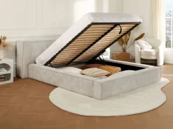 Vente-unique Canapé abatible 180 x 200 cm de pana - TIMANO II Beige Discount