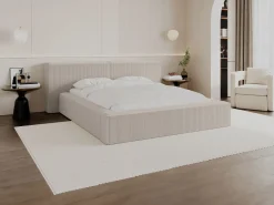 Vente-unique Canapé abatible 180 x 200 cm de pana - TIMANO II Beige Discount