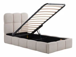 Vente-unique Canapé abatible 90 x 190 cm de tejido texturizado color - DILUDO Beige Online