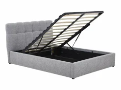 Vente-unique Canapé abatible 140 x 190 cm en tela bouclé + colchón - MAZIRI Gris New
