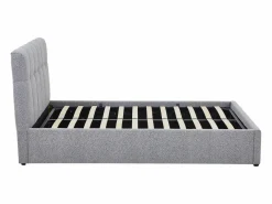 Vente-unique Canapé abatible 140 x 190 cm en tela bouclé + colchón - MAZIRI Gris New