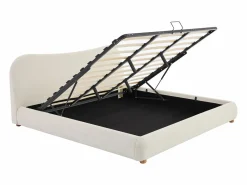 Vente-unique Cama Con Canapé|Cama Adulto|Canapé abatible 180 x 200 cm en tela bouclé beige + colchón - VANARI