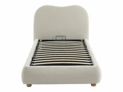 Vente-unique Canapé abatible 90 x 190 cm en tela bouclé beige + colchón - VANARI Blanco Clearance