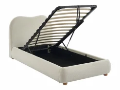 Vente-unique Canapé abatible 90 x 190 cm en tela bouclé beige + colchón - VANARI Blanco Clearance