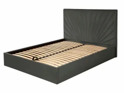 Vente-unique Cama Terciopelo|Canapé abatible 140 x 190 cm terciopelo gris ntracita + colchón - RILIODA