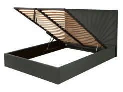 Vente-unique Cama Terciopelo|Canapé abatible 140 x 190 cm terciopelo gris ntracita + colchón - RILIODA
