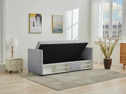 Vente-unique Canapé abatible banco 80 x 200 cm de tela y en color - LAOZIA Gris
