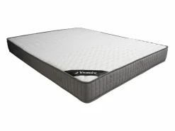 Vente-unique Canapé abatible con mesitas de noche queen size 160 x 200 cm con LEDs natural y antracita + colchón - FRANCOLI Gris antracita / Color natural claro Sale