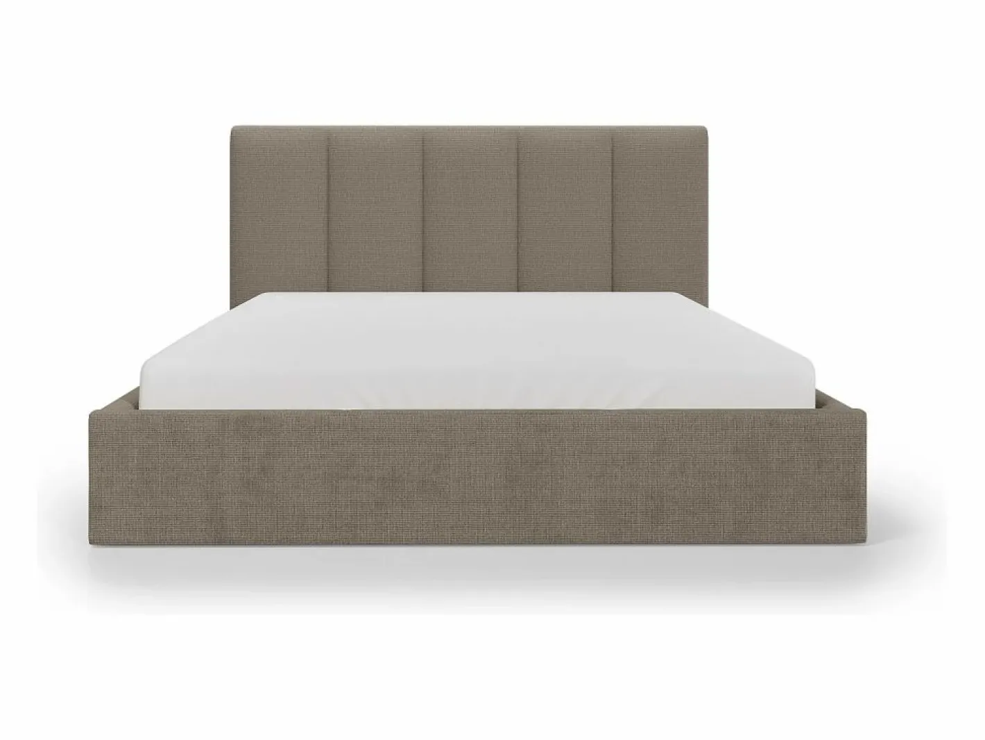 Vente-unique Canapé abatible de 180 x 200 cm con cabecero con costuras verticales tela - KILACLO Topo New